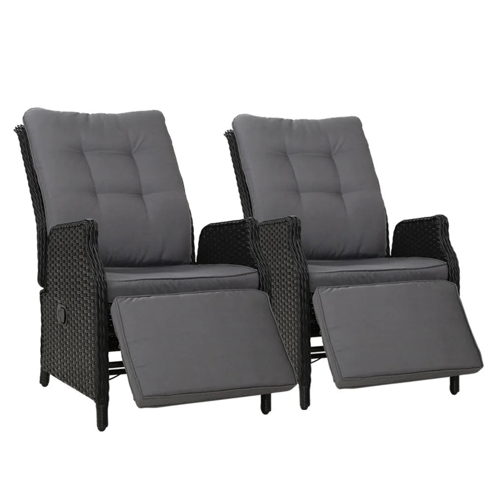 Recliner Chairs Set of 2 Sun Lounge Outdoor Furniture Patio