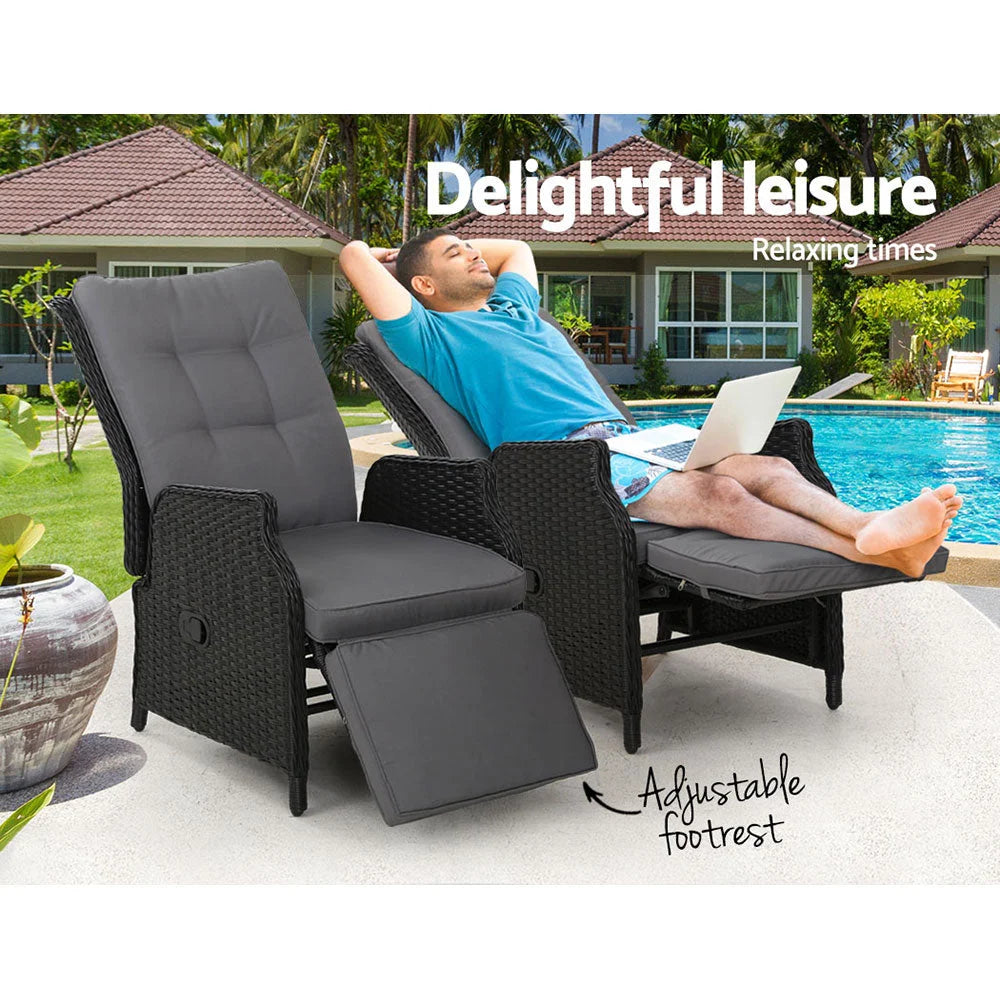 Recliner Chairs Set of 2 Sun Lounge Outdoor Furniture Patio