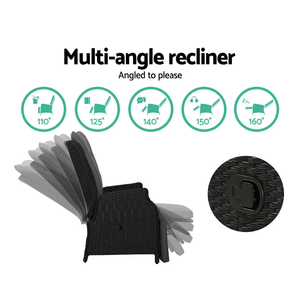 Recliner Chairs Set of 2 Sun Lounge Outdoor Furniture Patio