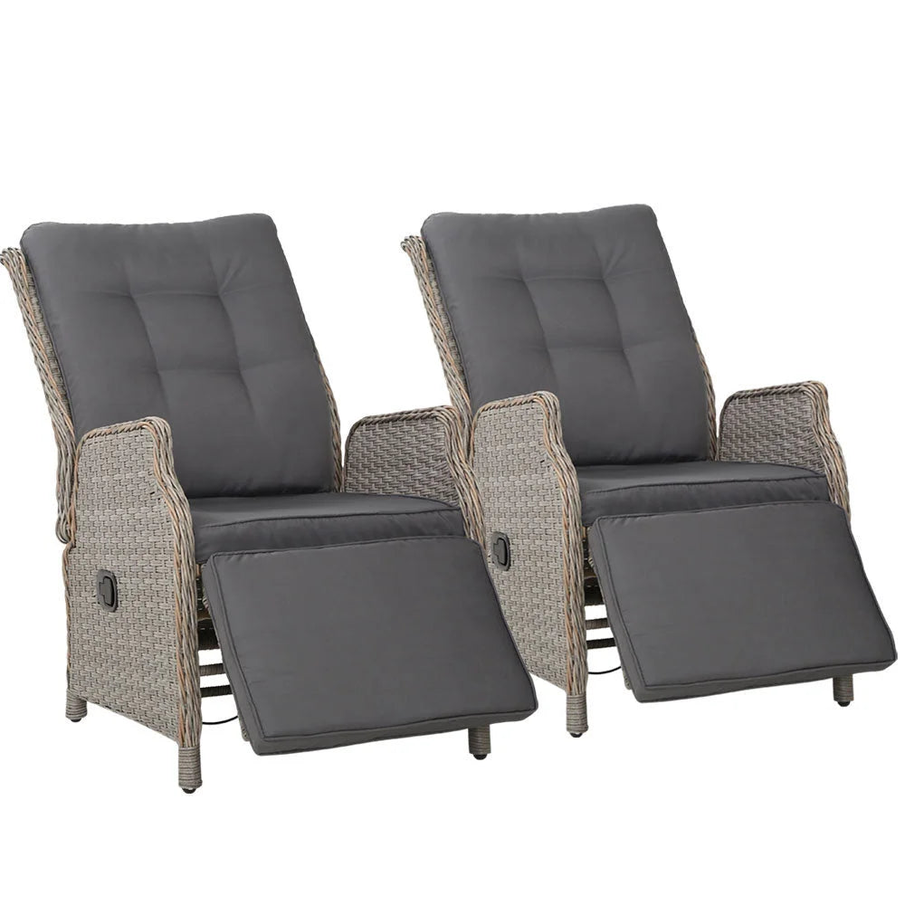 Recliner Chairs Set of 2 Sun Lounge Outdoor Furniture Patio