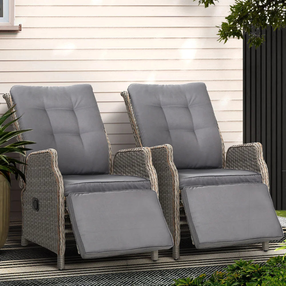 Recliner Chairs Set of 2 Sun Lounge Outdoor Furniture Patio