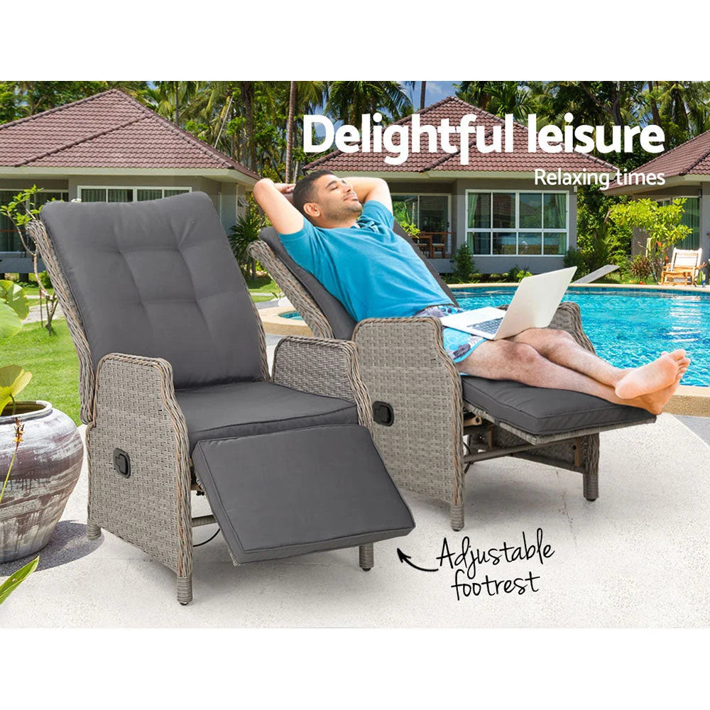 Recliner Chairs Set of 2 Sun Lounge Outdoor Furniture Patio