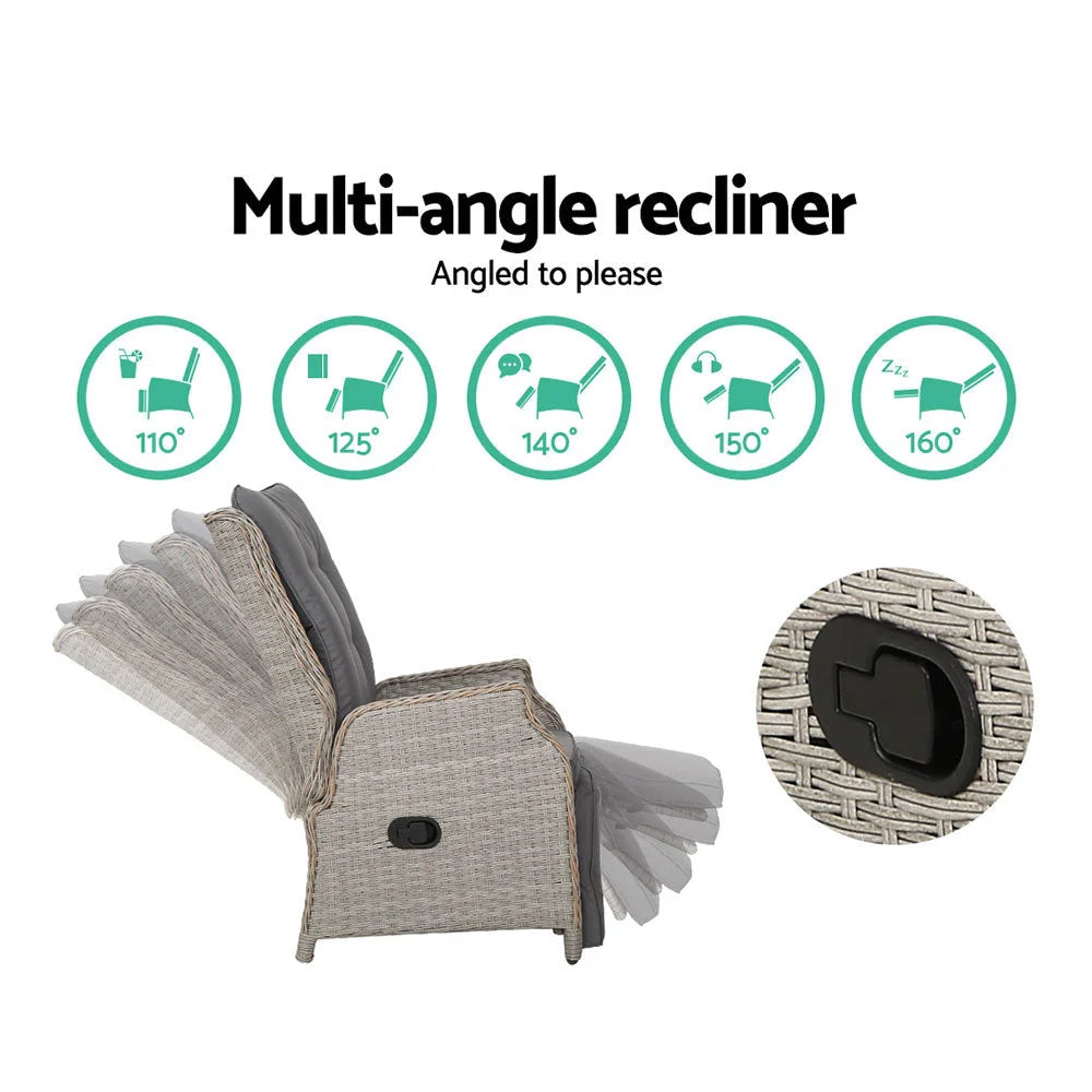 Recliner Chairs Set of 2 Sun Lounge Outdoor Furniture Patio