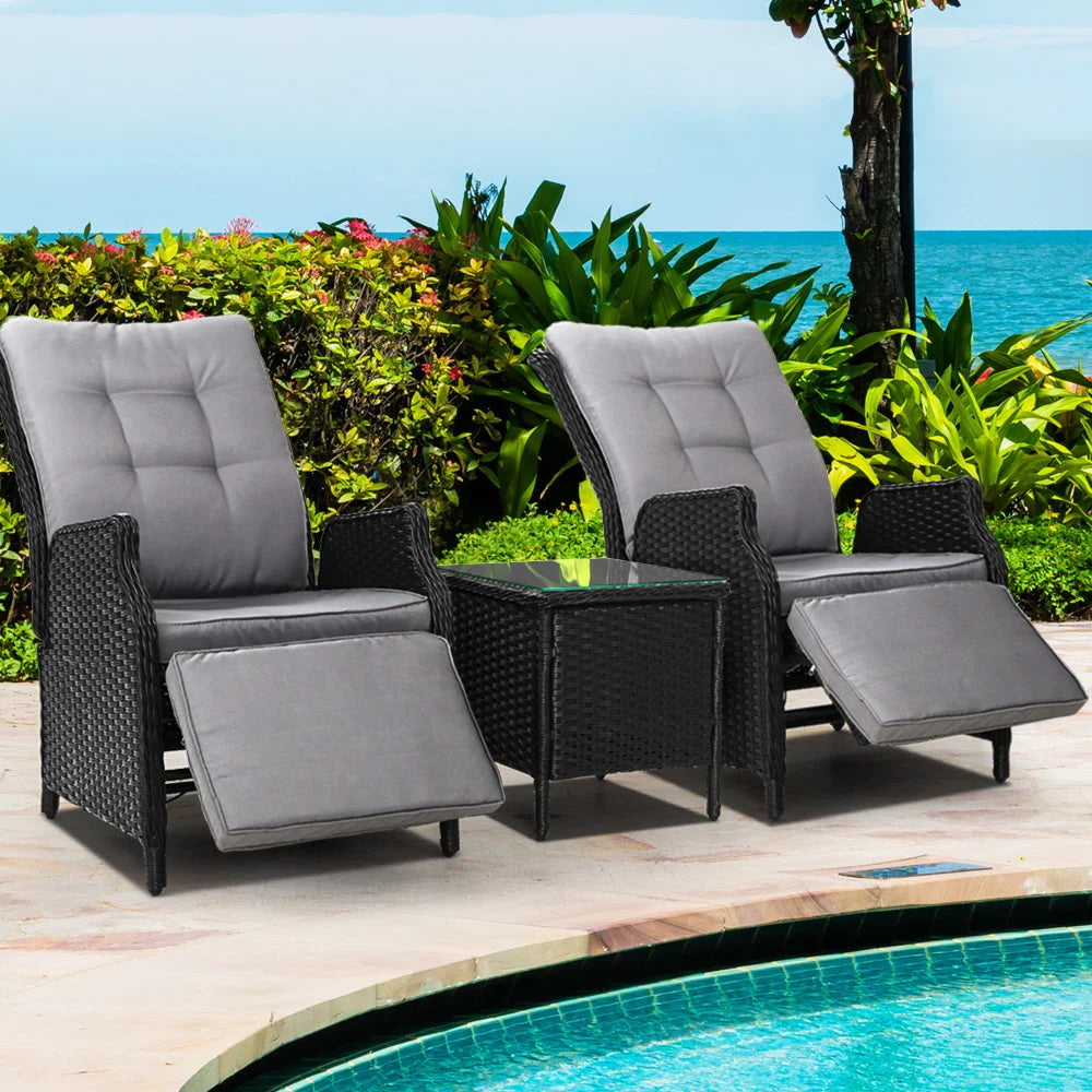 Recliner Chairs Sun Lounge Outdoor Furniture Patio Wicker