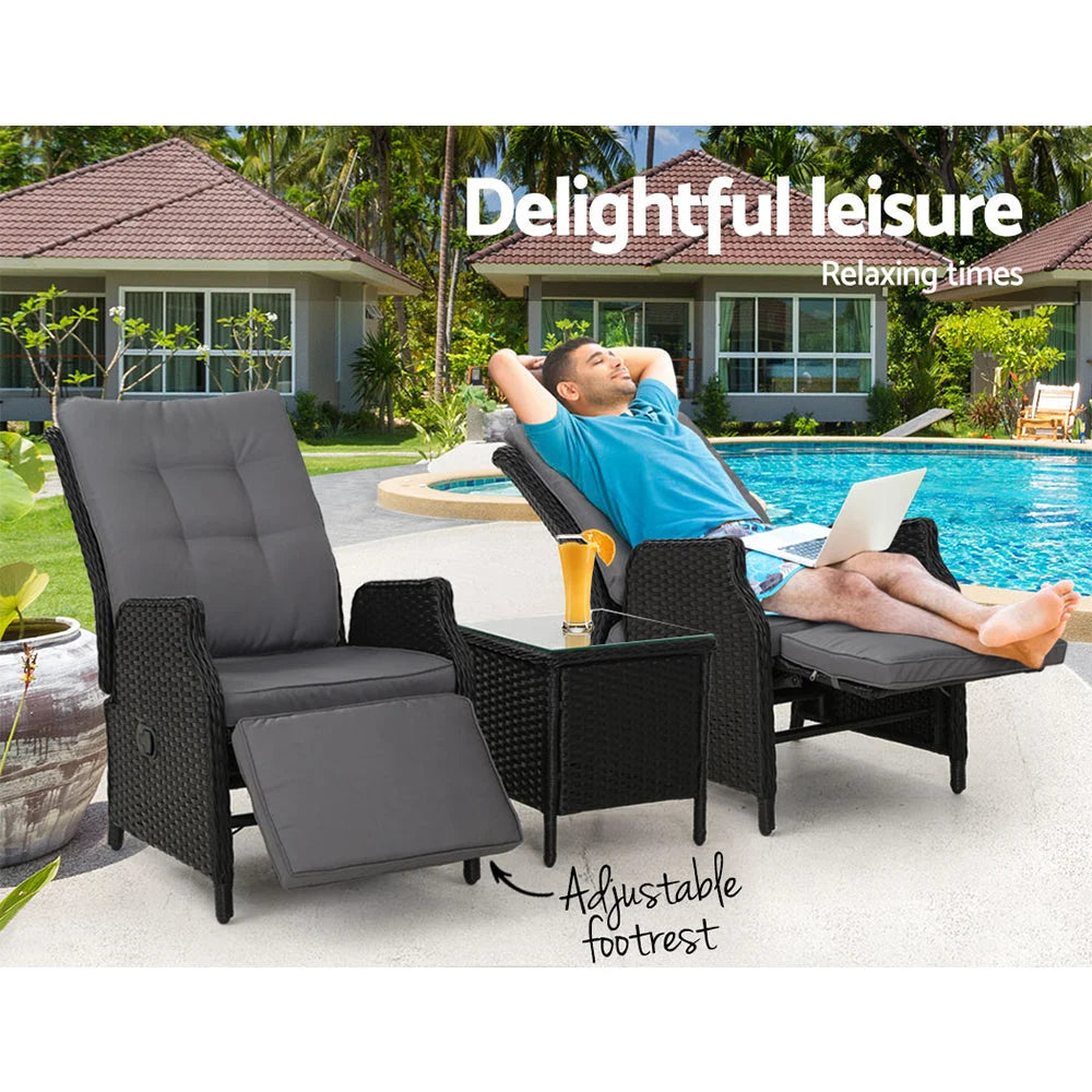 Recliner Chairs Sun Lounge Outdoor Furniture Patio Wicker