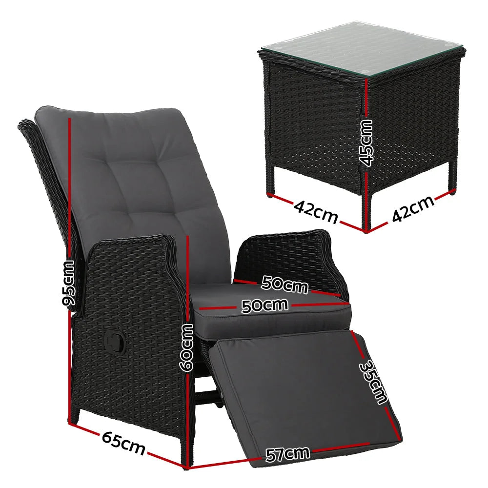 Recliner Chairs Sun Lounge Outdoor Furniture Patio Wicker
