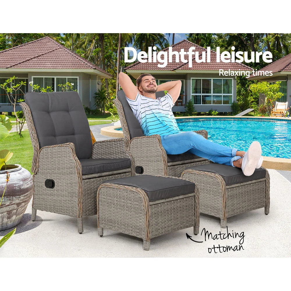 Recliner Chairs Sun lounge Outdoor Patio Furniture Wicker