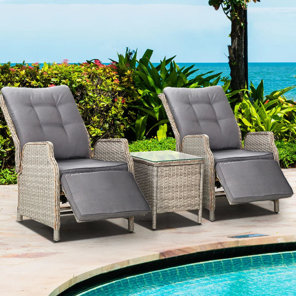 Recliner Chairs Table Set Of Three Sun Lounge