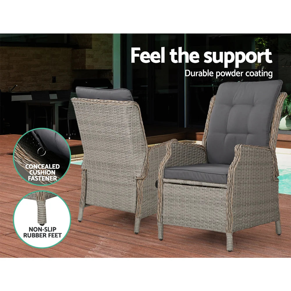 Recliner Chairs Table 5PC Sun Lounge Outdoor Furniture
