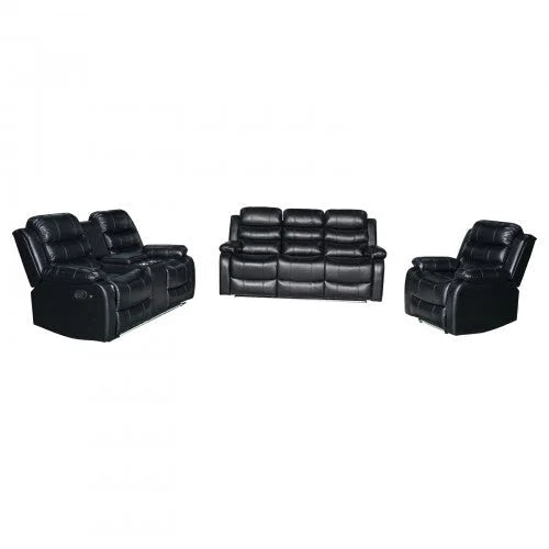 Recliner Sofa 3-2-1 Seater Finest Black Leatherette