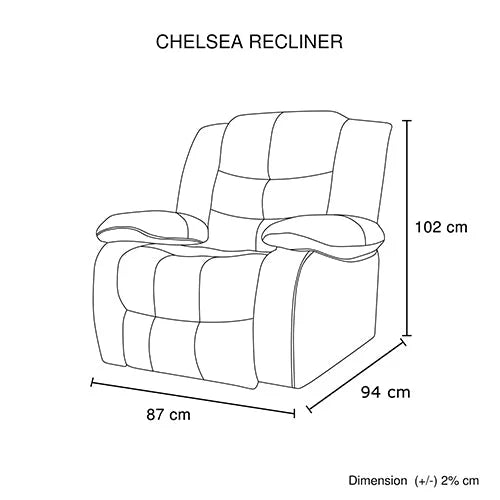Recliner Sofa 3-2-1 Seater Finest Black Leatherette