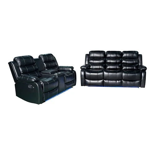 Recliner Sofa 3-2 Seater Finest Black Leatherette