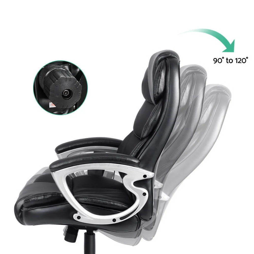 Reclining Massage Chair 8-Point PU Leather Black - Office