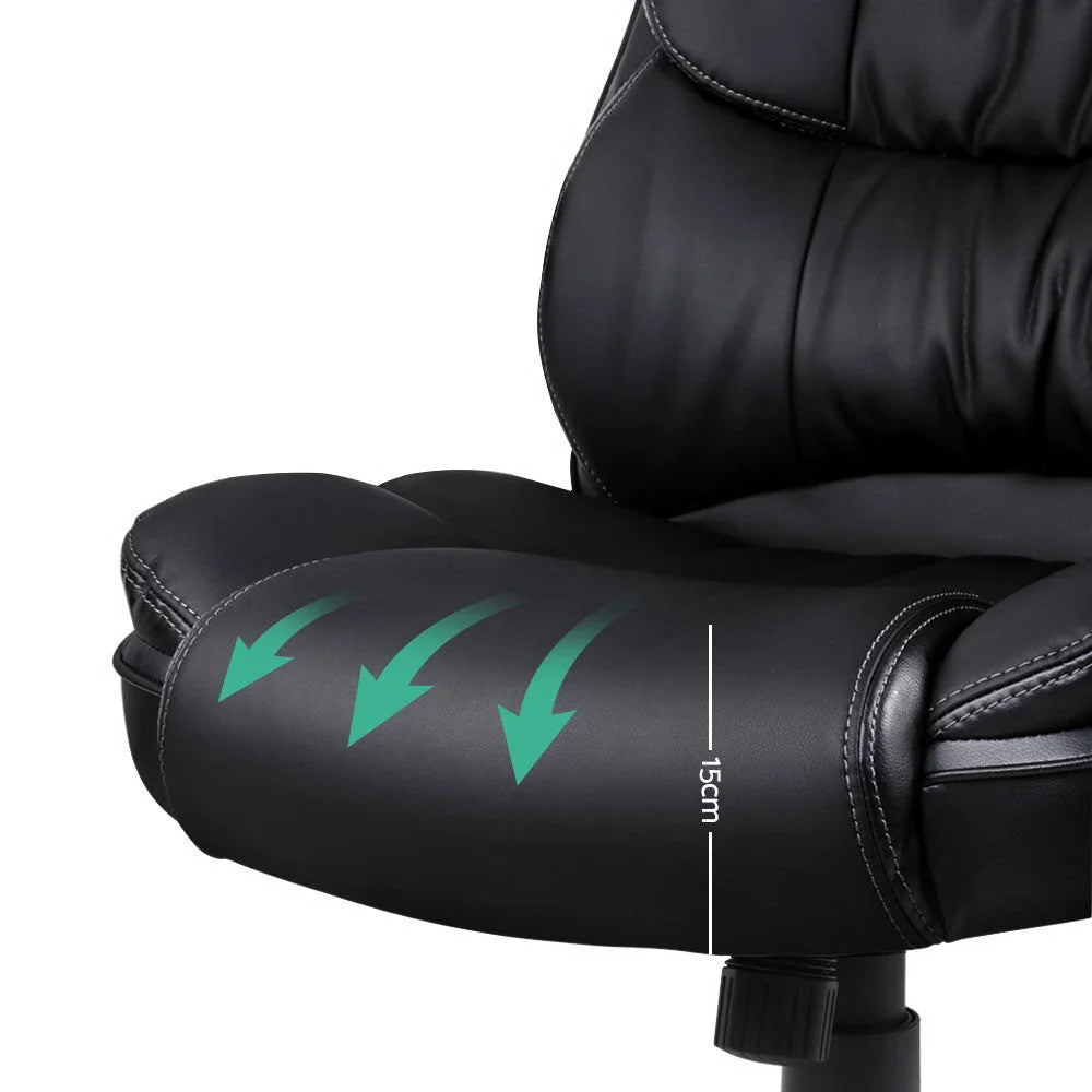 Reclining Massage Chair 8-Point PU Leather Black - Office