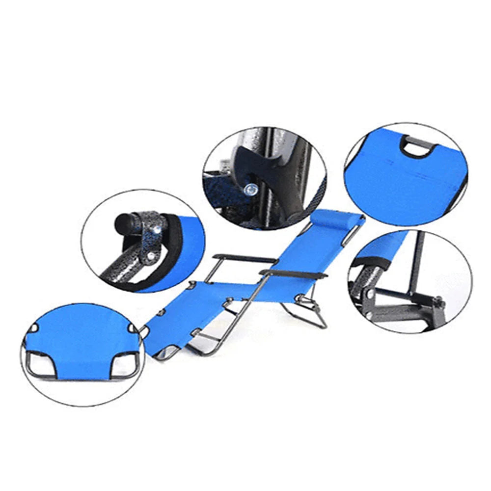 Reclining Sun Beach Deck Lounge Chair Outdoor Folding