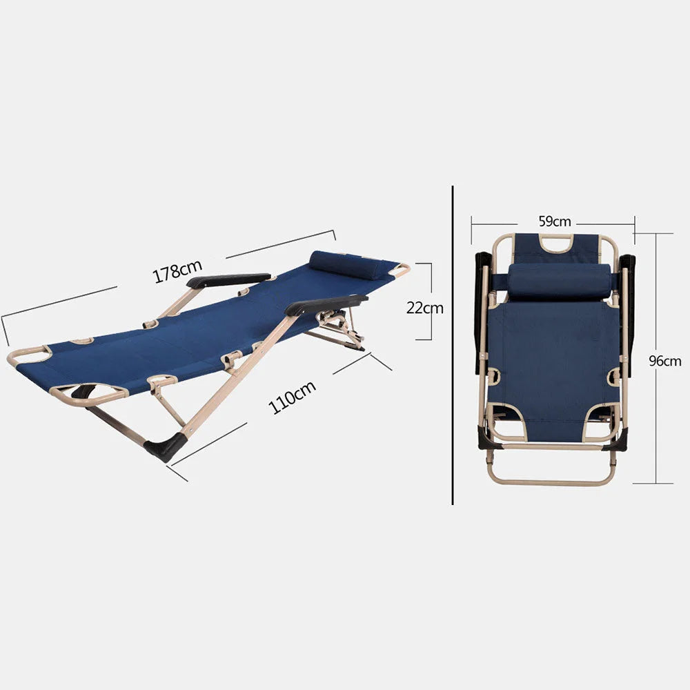 Reclining Sun Beach Deck Lounge Chair Outdoor Folding