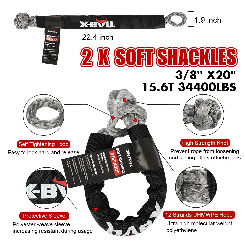 Recovery Kit 4X4 Off-Road Kinetic Rope Snatch Strap Winch