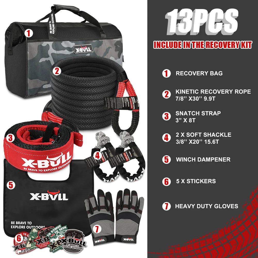 Recovery Kit 4X4 Off-Road Kinetic Rope Snatch Strap Winch