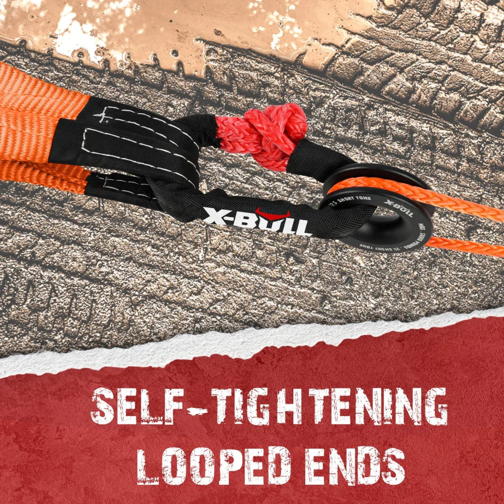 Recovery Ring Soft Shackle Kit Snatch Block Pulley Rope