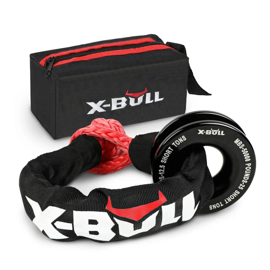 Recovery Ring Soft Shackle Kit Snatch Block Pulley Rope