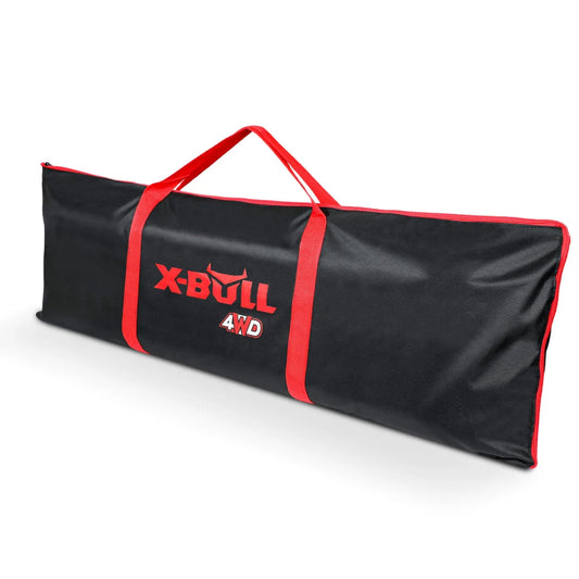 Black 4x4 recovery tracks carry with adjustable supports and fitted brackets