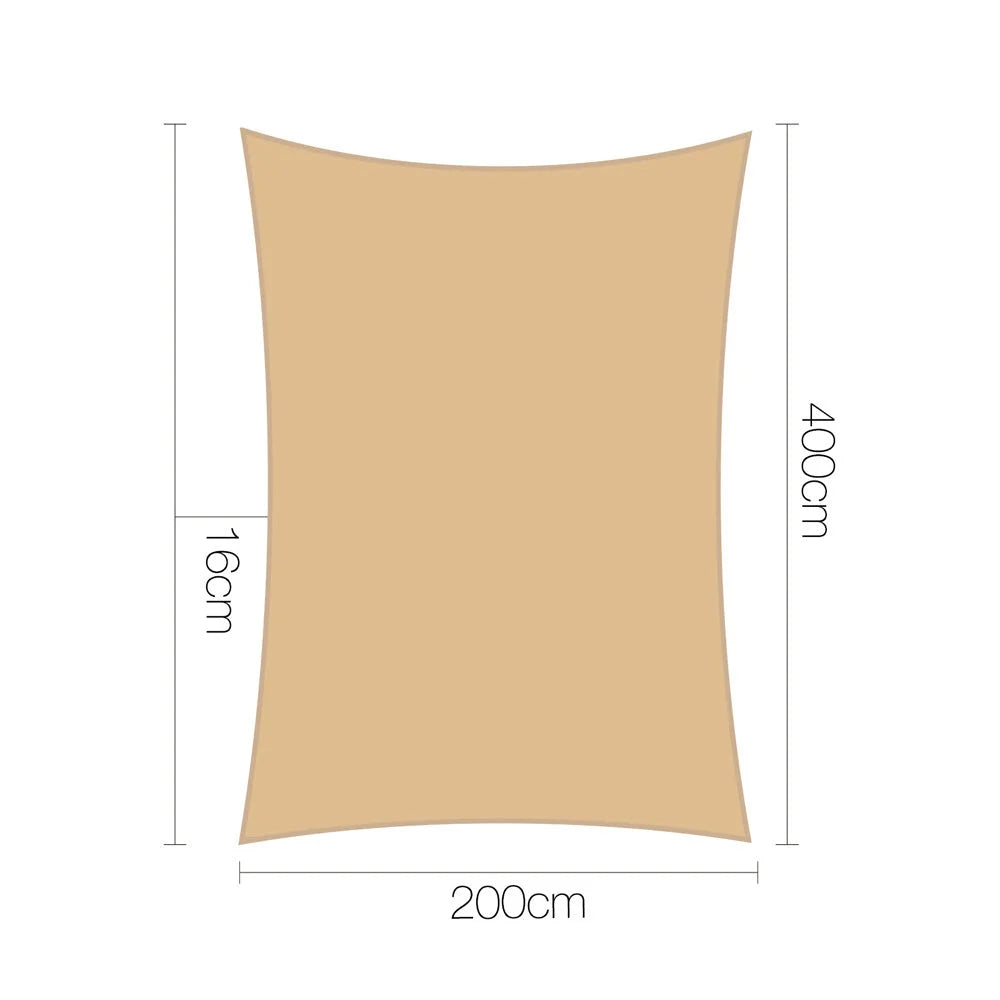 Rectangle Shade Sail Cloth 2x4m Waterproof Sand Beige