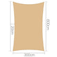 Rectangle Shade Sail Cloth 3x6m Waterproof Sand Beige shading