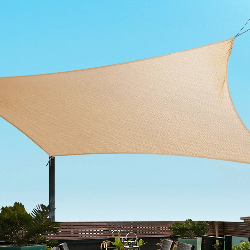 Rectangle Shade Sail Cloth 4x5m Waterproof Sand Beige