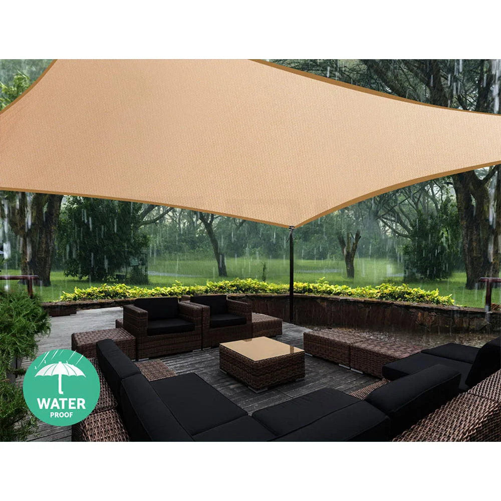 Rectangle Shade Sail Cloth 4x5m Waterproof Sand Beige