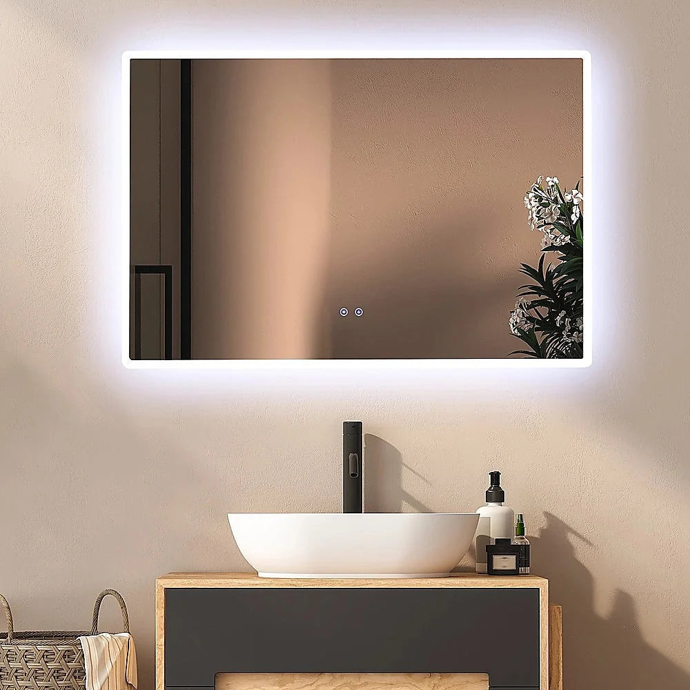 Rectangular Mirror LED Anti-Fog Illuminated Bathroom Living