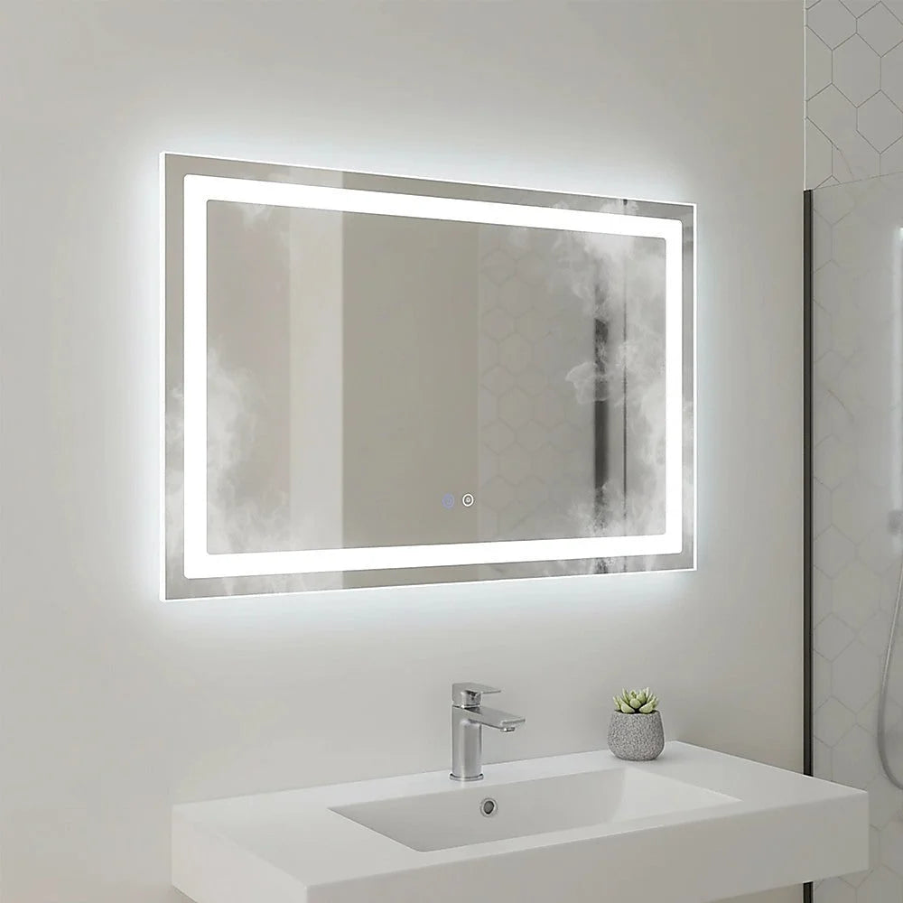 Rectangular Mirror LED Anti-Fog Illuminated Bathroom Living