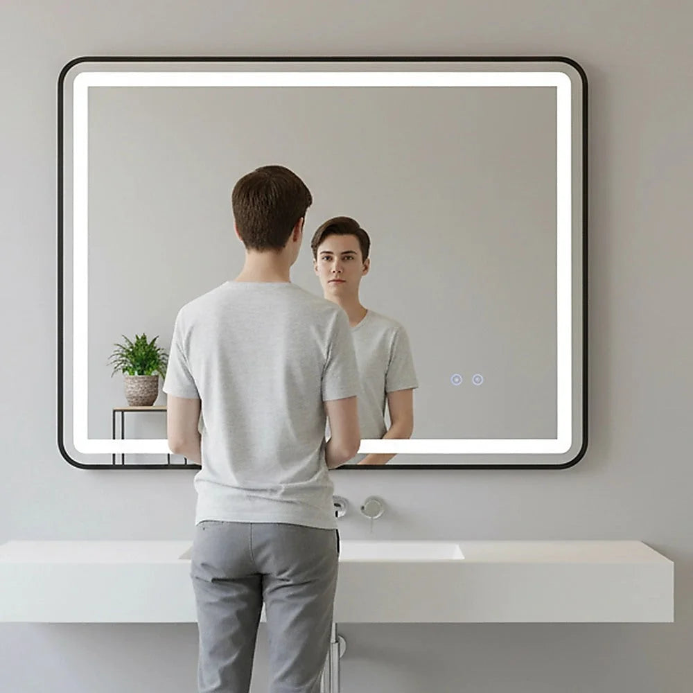 Rectangular Mirror LED Anti-Fog Illuminated Bathroom Living