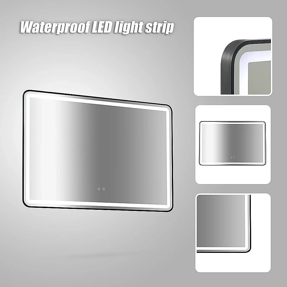Rectangular mirror LED with colour and construction cues