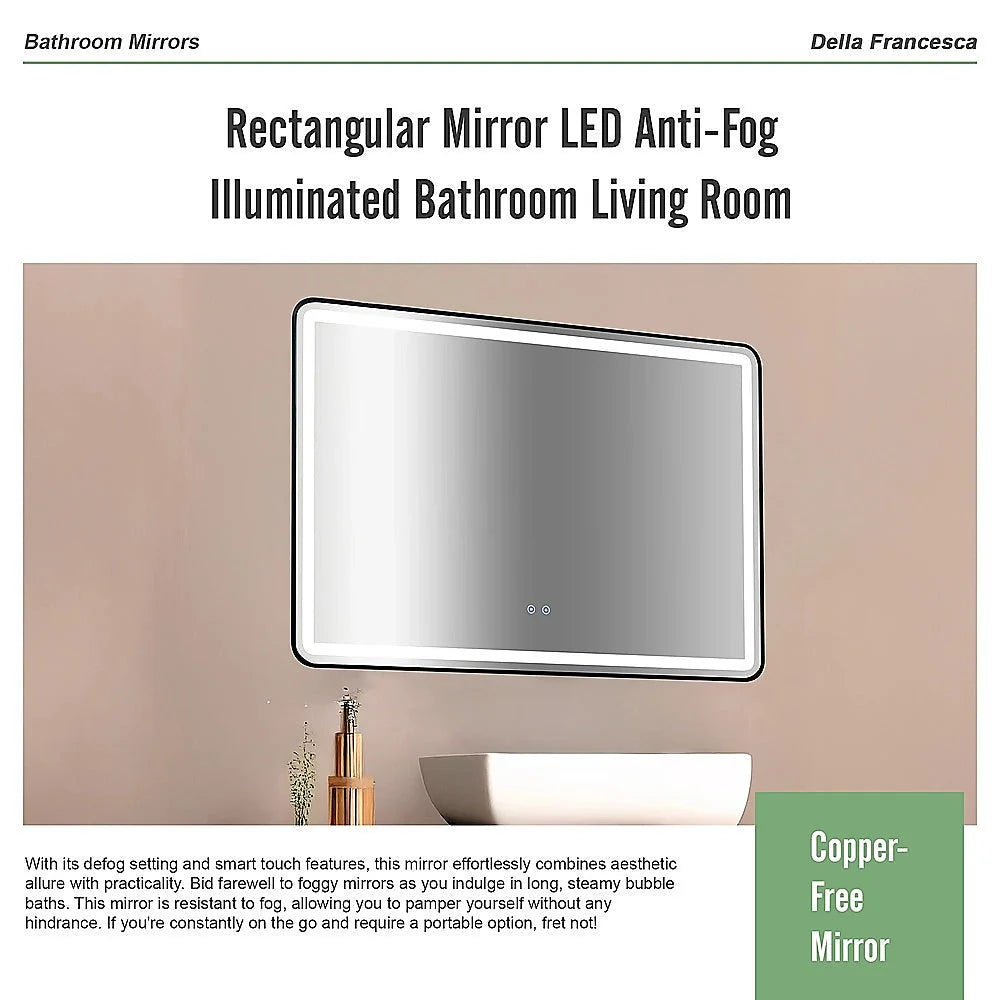 Rectangular mirror LED with useful parts and product scale