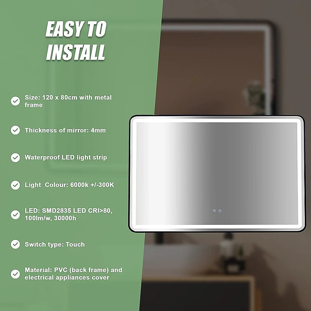 Rectangular mirror LED with shape details and included parts