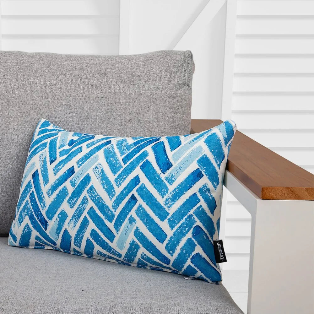Rectangular outdoor cushion with colour matched pieces and support fittings