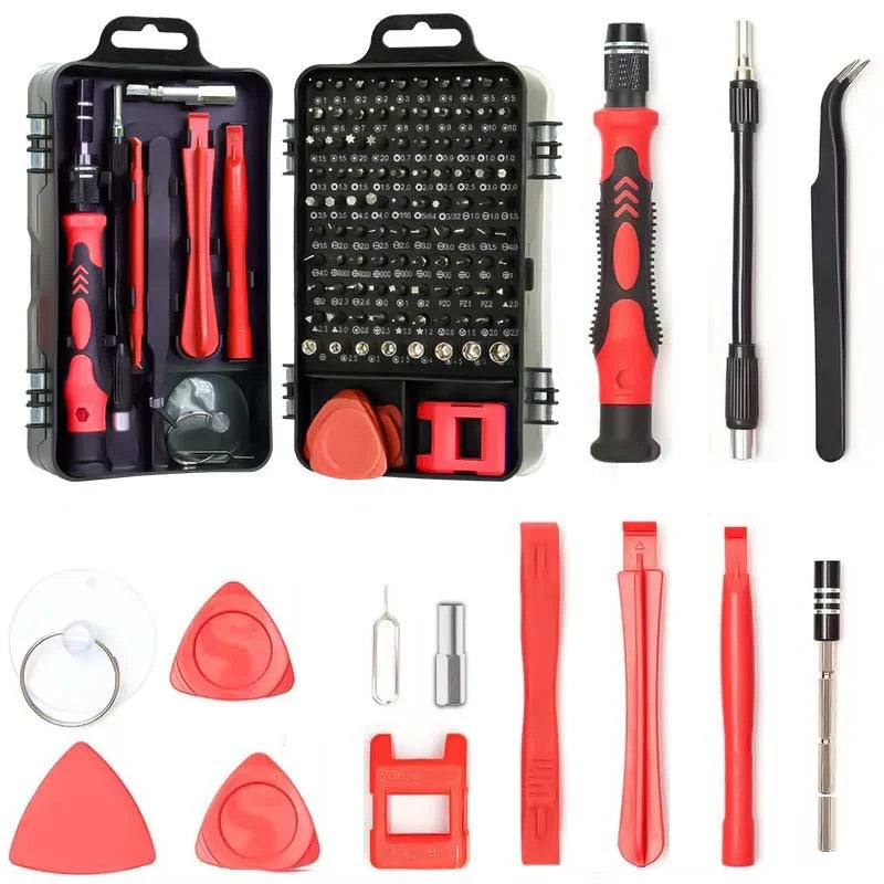 Red 115-in-1 Precision Screwdriver Tool Kit for Electronics