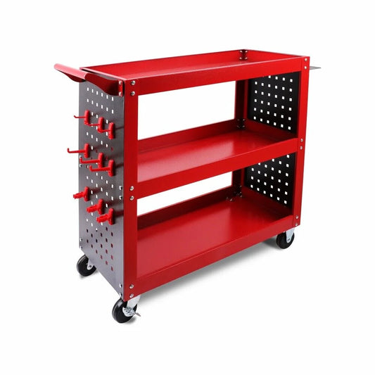 Red 3-Tier Tool Cart Trolley Toolbox Storage Workshop