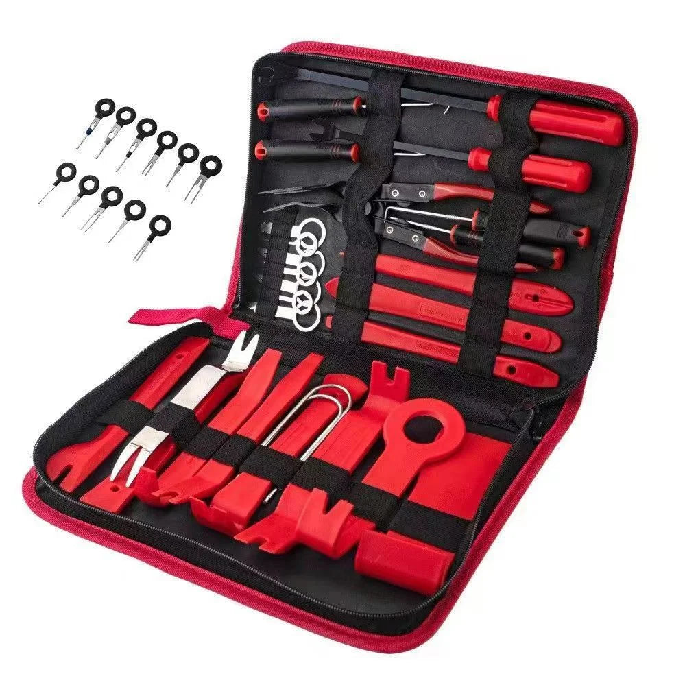 Red 38PCS Car Interior Trim Removal Tool Kit - Durable PP
