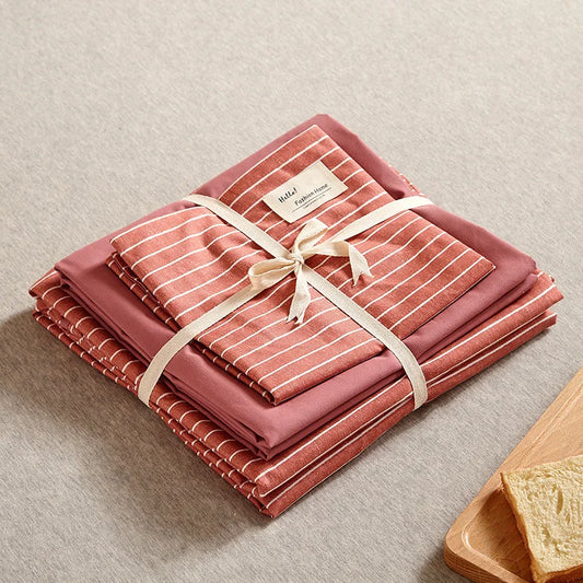 Red 4-Piece Cotton Bedding Set - Fits 1.5m/1.8m Beds (Duvet