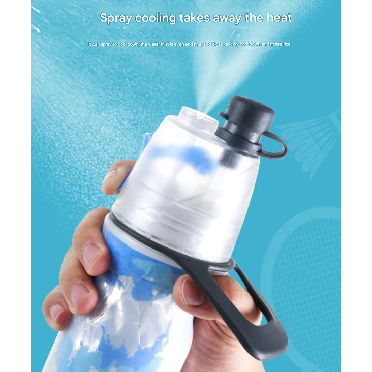 Red 500ML Insulated Sports Water Bottle with Cooling Mist