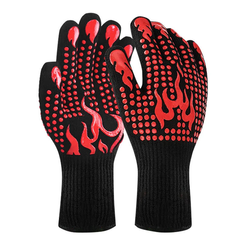 Red a Pair Of Extreme Heat Resistant BBQ Gloves (500°C)