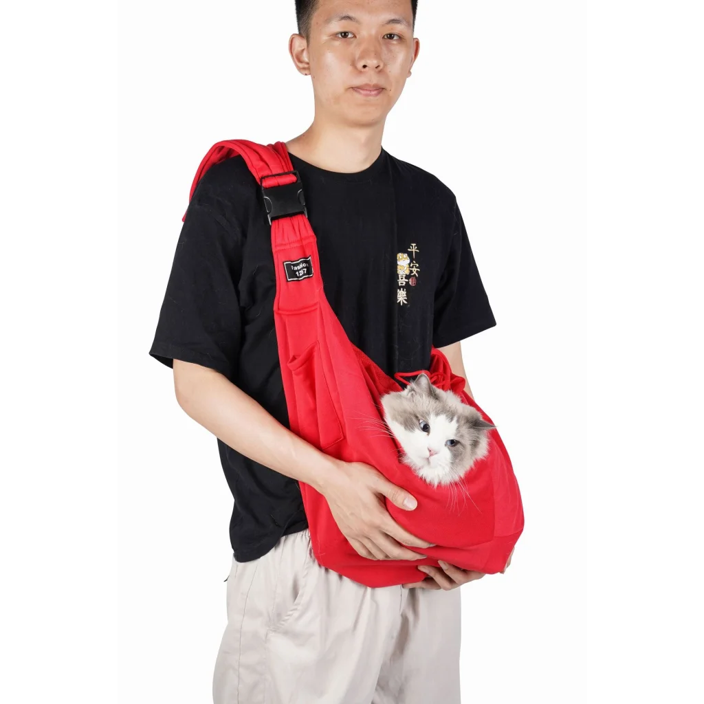 Red Breathable Pet Sling Carrier for Small Dogs & Cats