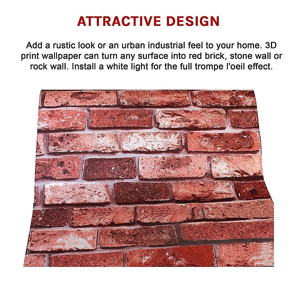 Red Brick Print Theme Wallpaper 10M 3D - Fitness Accessories