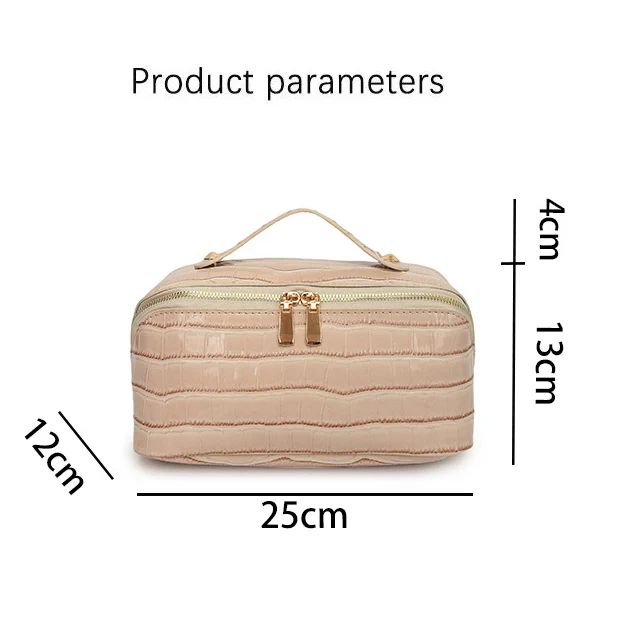 Red Chic Croc-Embossed Travel Makeup Case Large Capacity