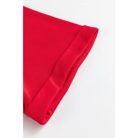 Red Christmas MERRY Graphic Cuffed Sleeve T Shirt - XL