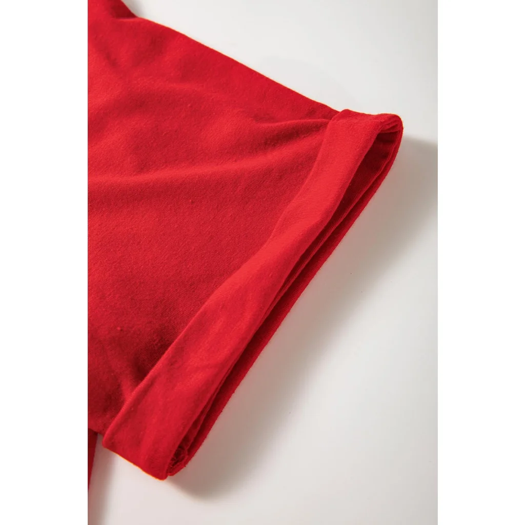 Red Christmas Tree Snowman Printed Crewneck T Shirt - XL