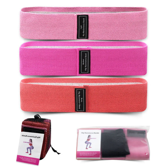 Red Colour Scheme Fabric Resistance Bands Set - 3 Levels