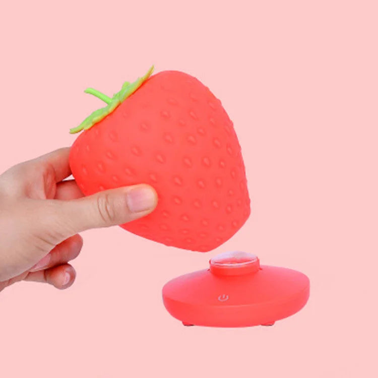 Red Cute Silicone Strawberry Night Light - USB Rechargeable