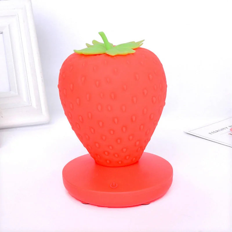 Red Cute Silicone Strawberry Night Light - USB Rechargeable